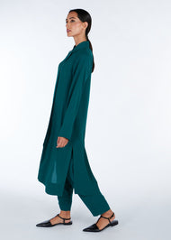 Hidden Placket Shirt Dress Green