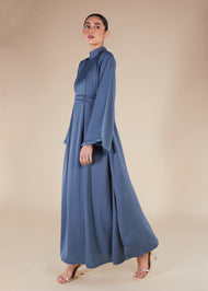 Fringed Open Abaya Blue - Final Sale