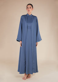 Fringed Open Abaya Blue