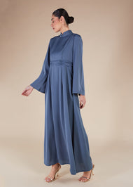 Fringed Open Abaya Blue