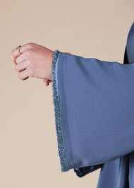 Fringed Open Abaya Blue - Final Sale