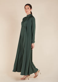 Fringed Open Abaya Dark Green - Final Sale