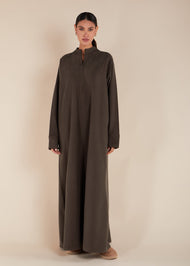 Front Zip Abaya Beige