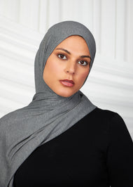 Grey Melange Ribbed Jersey Hijab