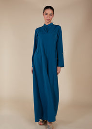 High Neck Abaya Blue