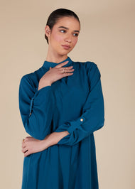 High Neck Abaya Blue