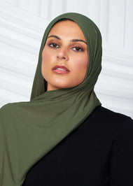 Khaki Ribbed Jersey Hijab