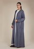 Linen Feel Open Abaya Charcoal - Final Sale