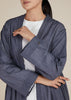 Linen Feel Open Abaya Charcoal