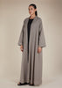 Linen Feel Open Abaya Dove Grey - Final Sale