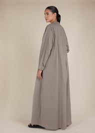 Linen Feel Open Abaya Dove Grey