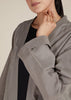Linen Feel Open Abaya Dove Grey - Final Sale