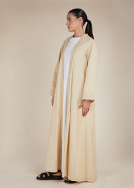 Linen Feel Open Abaya Nude