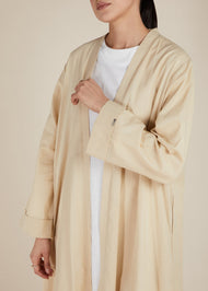 Linen Feel Open Abaya Nude