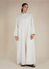 Linen Feel Open Abaya Off White