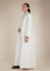 Linen Feel Open Abaya Off White