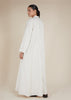 Linen Feel Open Abaya Off White