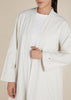 Linen Feel Open Abaya Off White