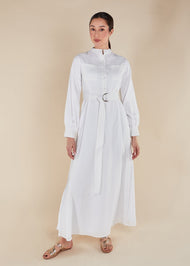 Linen Mandarin Neck Maxi