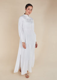Linen Mandarin Neck Maxi