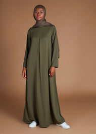 Turtle Neck Pleat Abaya Olive | Abayas | Aab Modest Wear