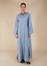 Loose Fit Cotton Maxi Blue