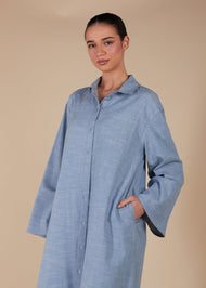 Loose Fit Cotton Maxi Blue