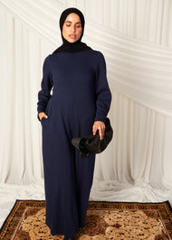 Mandarin Wrap Abaya Navy