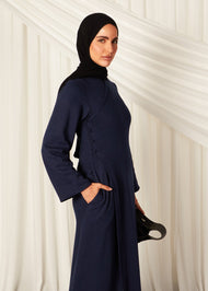 Mandarin Wrap Abaya Navy