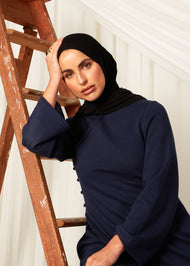 Mandarin Wrap Abaya Navy