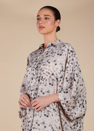 Matrix Print Shirted Kaftan