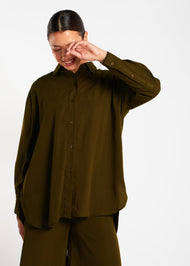 Mid Length Shirt Olive - Final Sale