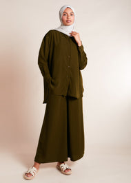 Mid Length Shirt Olive - Final Sale