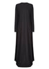 Black colour. Cut in 100% cotton jersey with a fitted bodice &amp; voluminous drop. Styling details include a round neckline with subtle pleats. Features button fastenings on the back &amp; sleeve cuffs.&nbsp;