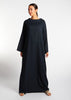 Navy Linen Boat Neck Abaya