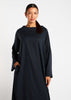 Navy Linen Boat Neck Abaya