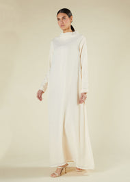 Creamy Cowl Neck Abaya