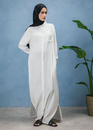 Cream Self Print Maxi Shirt