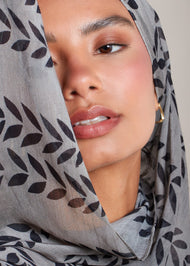 Olive Leaves Grey Hijab