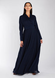 Chiffon Wrap Abaya Navy