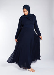 Chiffon Wrap Abaya Navy