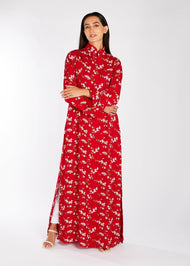 Oriental Flowers Maxi Dress