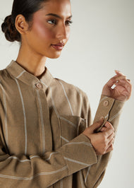 Pinstripe Maxi Shirt Coffee