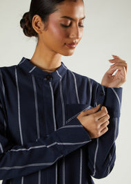 Pinstripe Maxi Shirt Navy