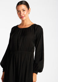 Pleated Abaya Black