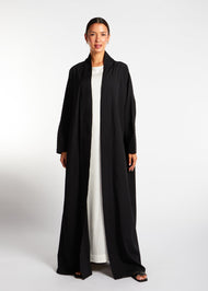 Pleated Open Abaya Black