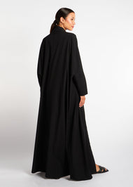 Pleated Open Abaya Black