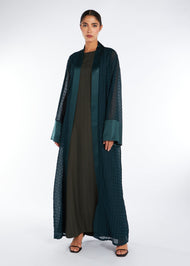 Crinkled Chiffon Open Abaya Green | Abayas | Aab Modest Wear