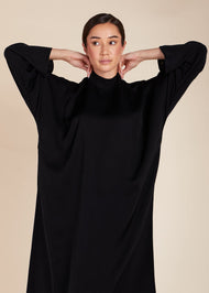 Rib Neck Kaftan Black