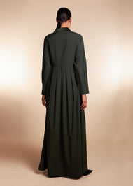 Satin Collared Abaya Green - Final Sale